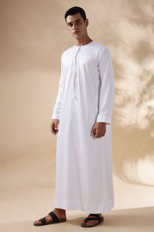 Shiny Emarati White Thobe - Men