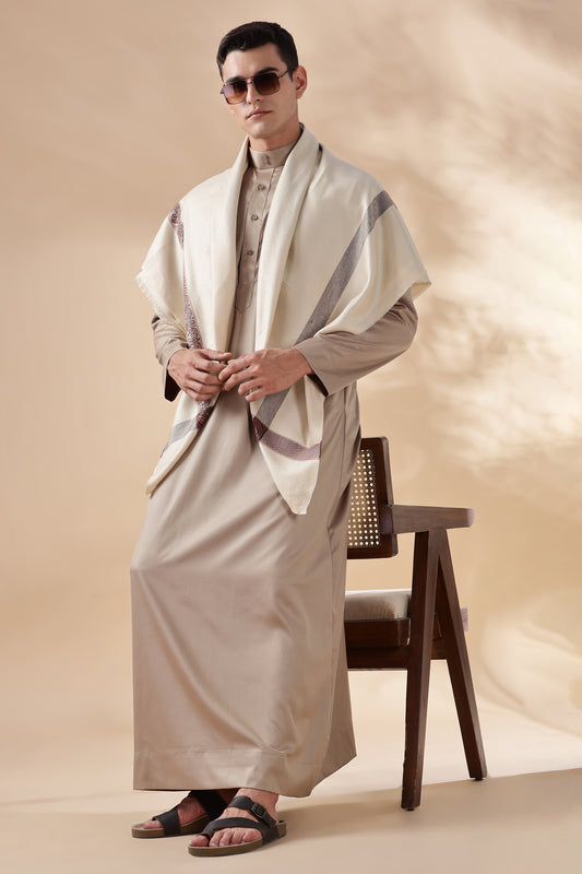 Shiny Saudi Khaki Thobe - Men