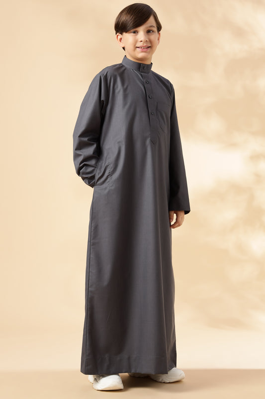 Simple Saudi Ash Grey Thobe - Boys