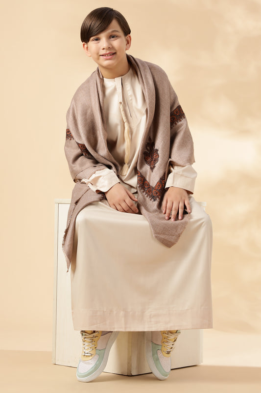 Shiny Emarati Cream Thobe - Boys