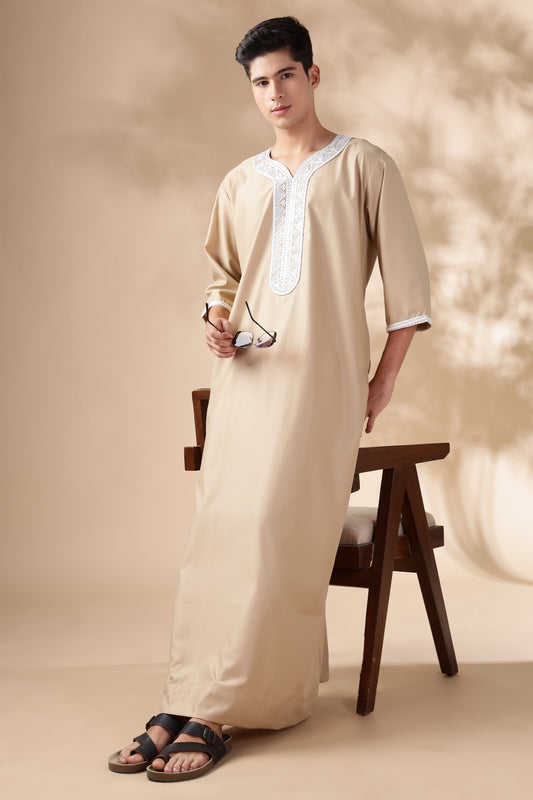 Royal Moroccan Tan Beige Thobe - Men