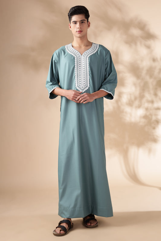 Royal Moroccan Teal Green Thobe - Men