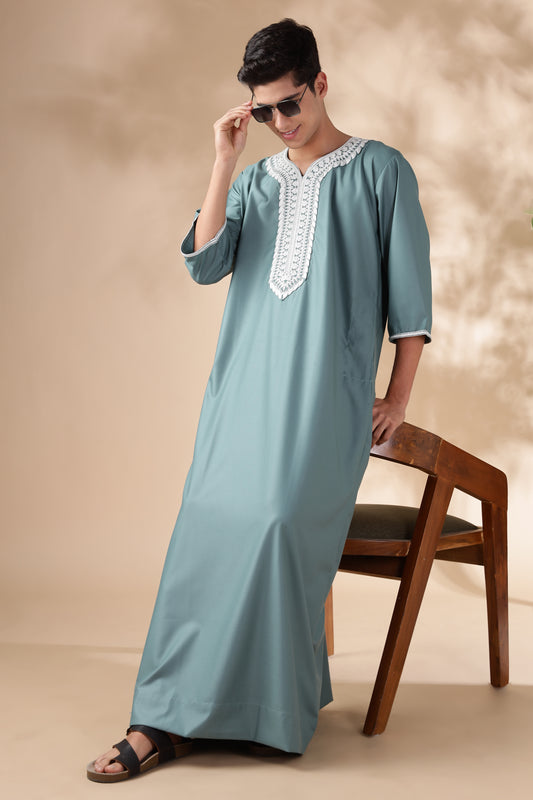Royal Moroccan Teal Green Thobe - Men