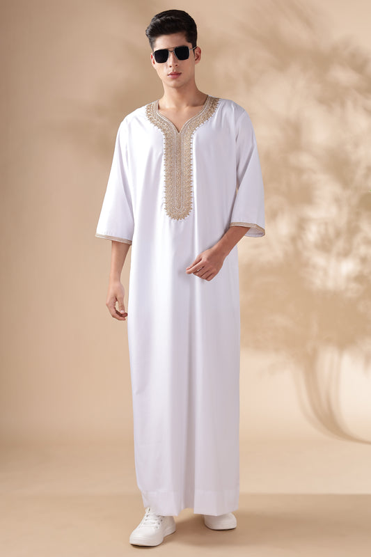 Royal Moroccan White Thobe - Men