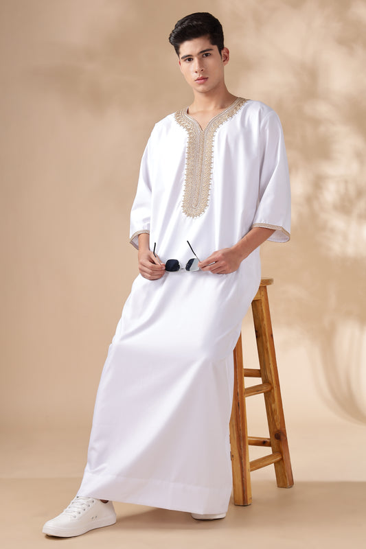 Royal Moroccan White Thobe - Men