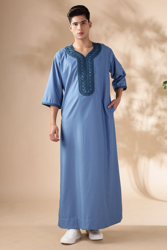 Royal Moroccan French Blue Thobe - Men