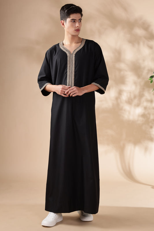 Royal Moroccan Black Thobe - Men