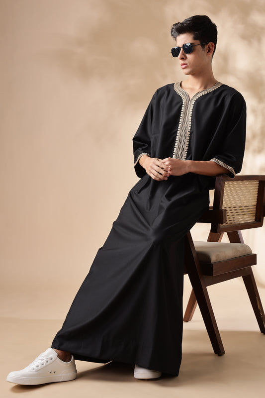 Royal Moroccan Black Thobe - Men