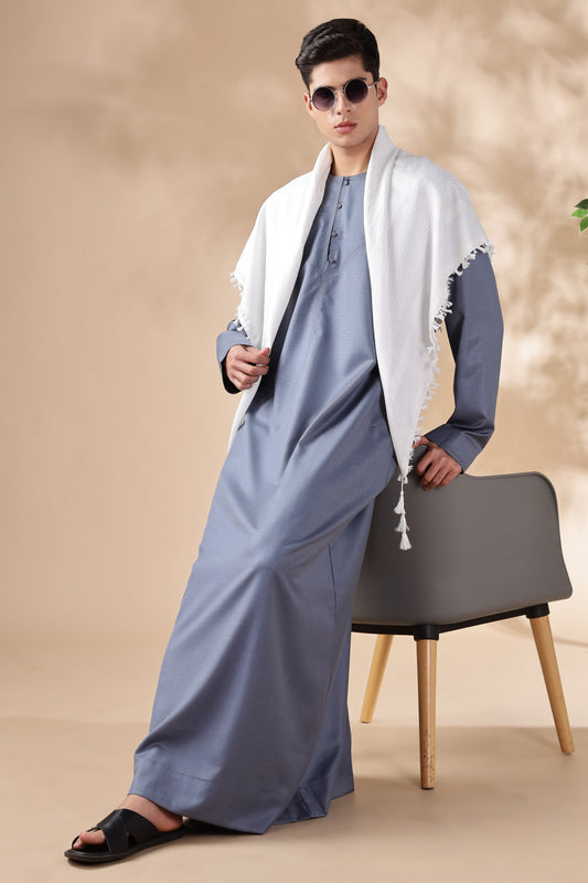 Majestic Omani Pigeon Blue Thobe - Men