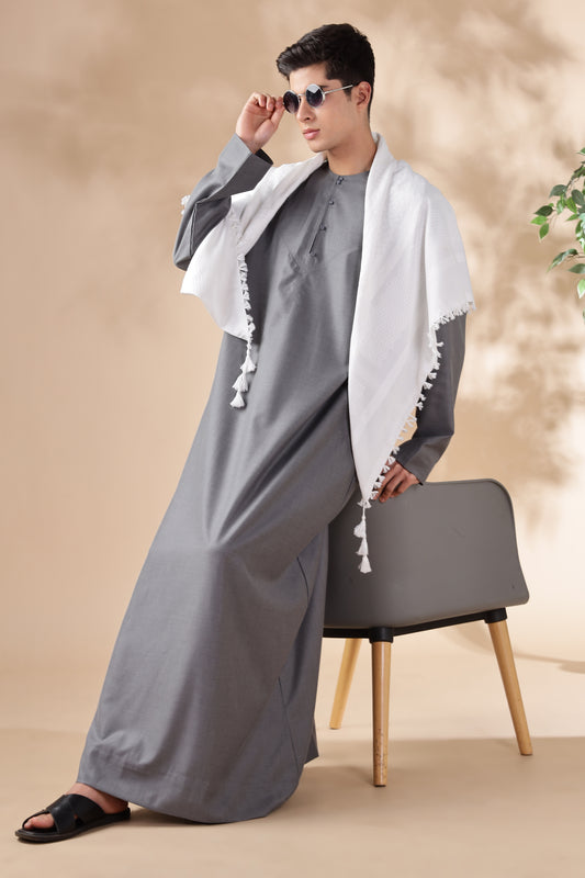 Majestic Omani Iron Grey Thobe - Men