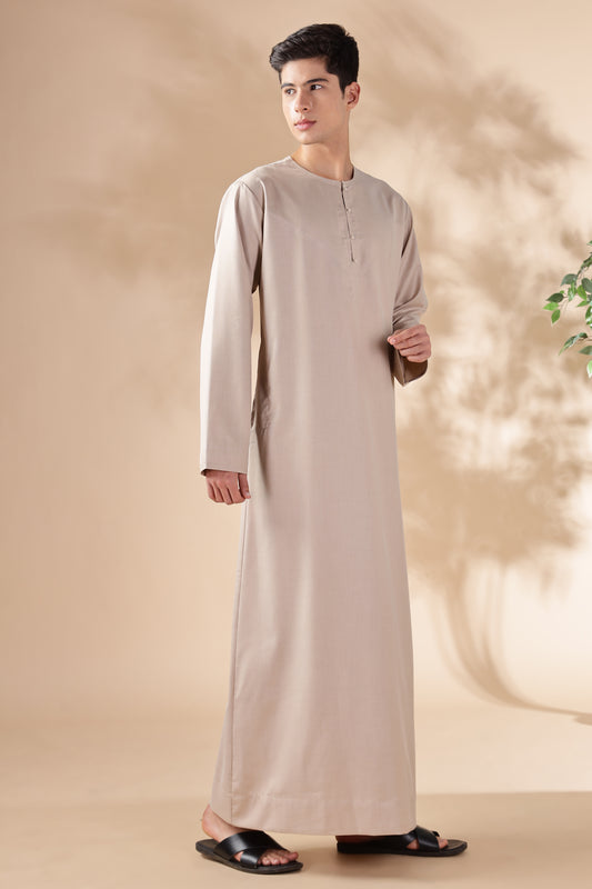 Majestic Omani Neutral Beige Thobe - Men