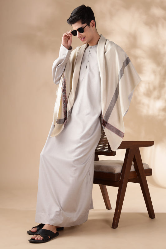 Majestic Omani Chalk Beige Thobe - Men