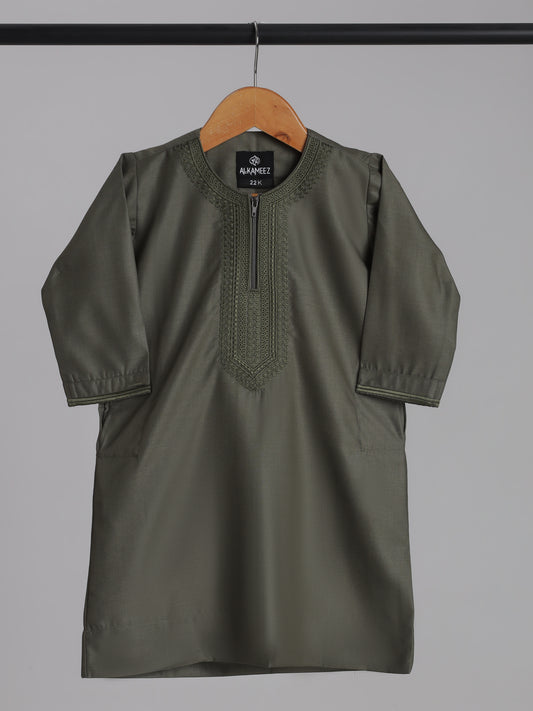 Hayat Moroccan Olive Green Thobe - Kids