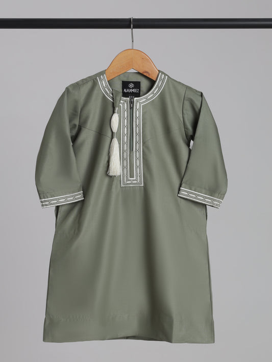 Fakhr Omani Moss Green Thobe - Kids