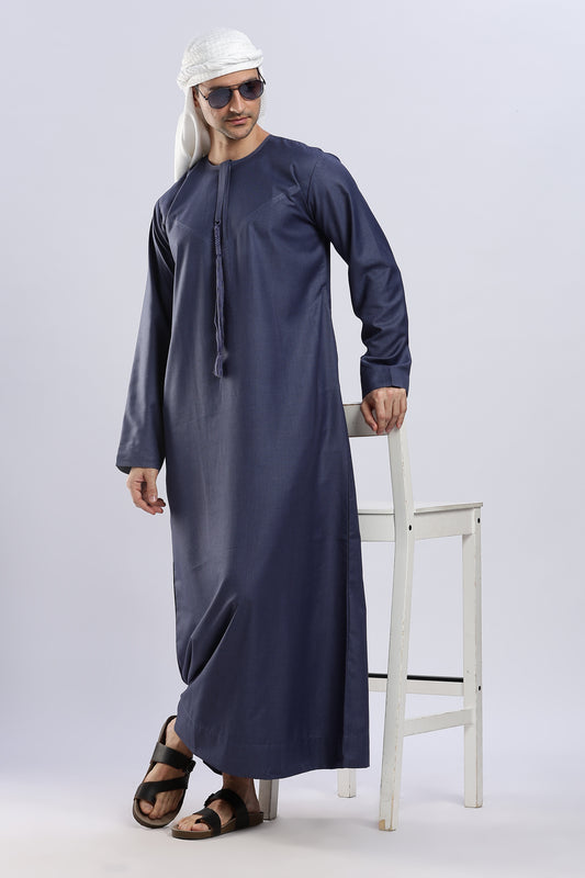 Classic Emarati Oxford Blue Thobe - Men