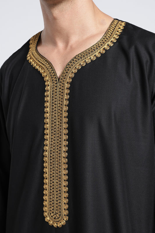 Royal Moroccan Black Thobe - Men