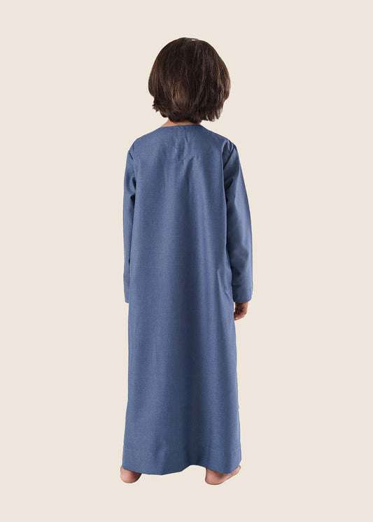 Classic Emarati Oxford Blue Thobe - Boys