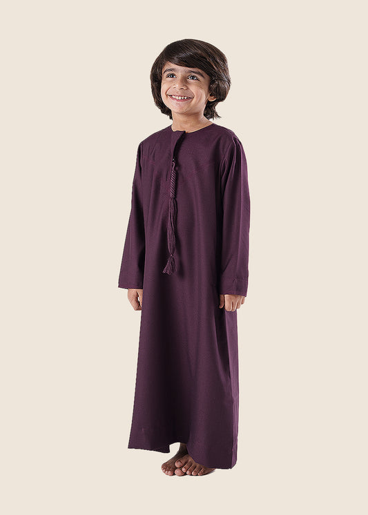 Classic Emarati Plum Purple Thobe - Boys