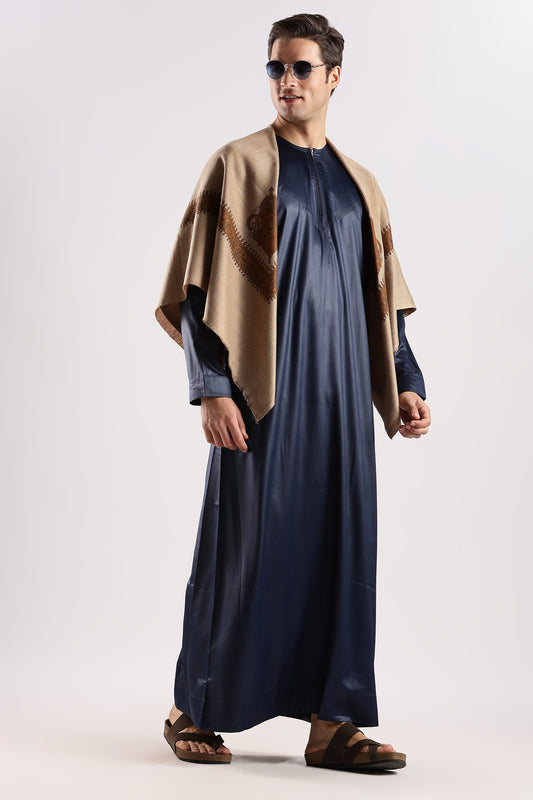 Dazzling Omani Navy Blue Thobe - Men