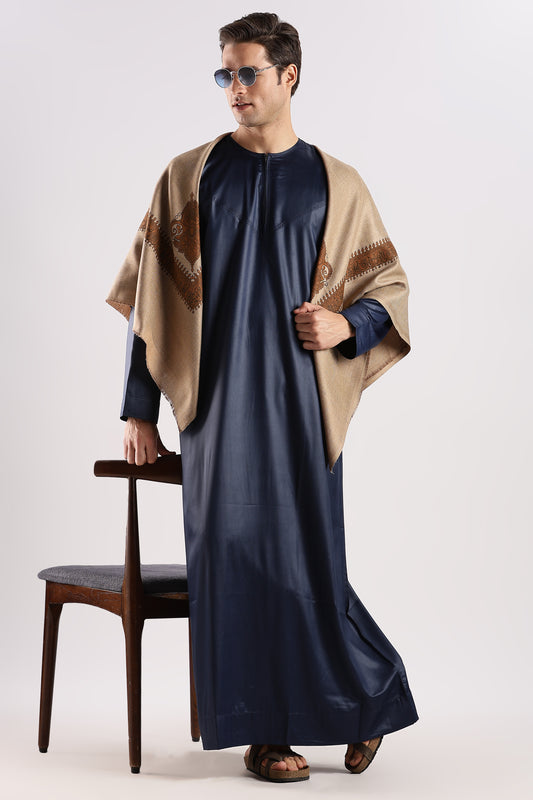 Dazzling Omani Navy Blue Thobe - Men