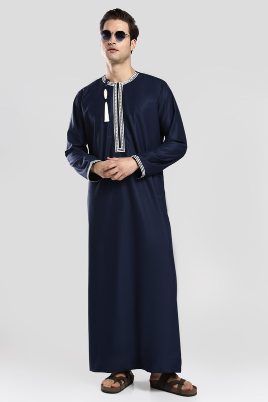 Fakhr Omani Navy Blue Thobe - Men