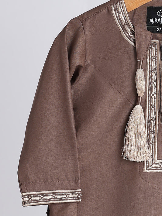 Fakhr Omani Mocha Brown Thobe - Kids