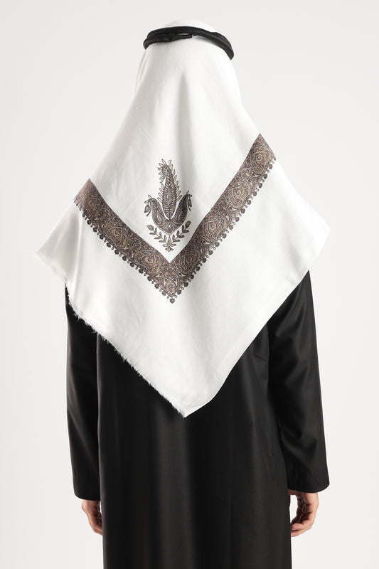 White Embossed Kashmiri Shemagh