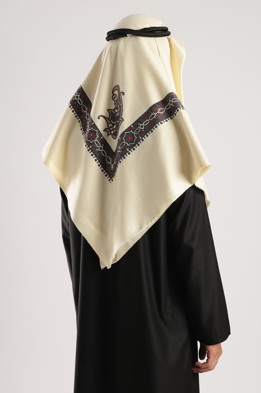 Cream Embossed Kashmiri Shemagh