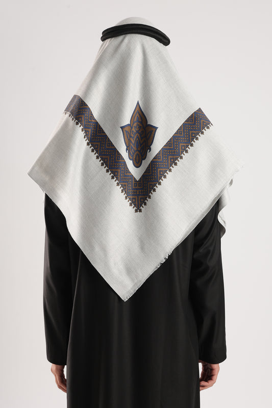 Light Grey Embossed Kashmiri Shemagh