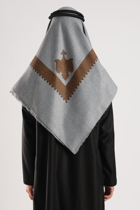 Grey Embossed Kashmiri Shemagh