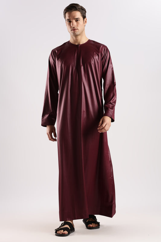 Dazzling Omani Maroon Thobe - Men