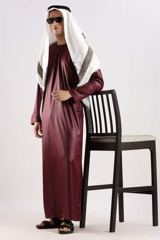 Dazzling Omani Maroon Thobe - Men