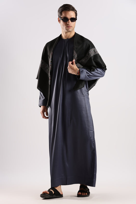 Dazzling Omani Charcoal Grey Thobe - Men