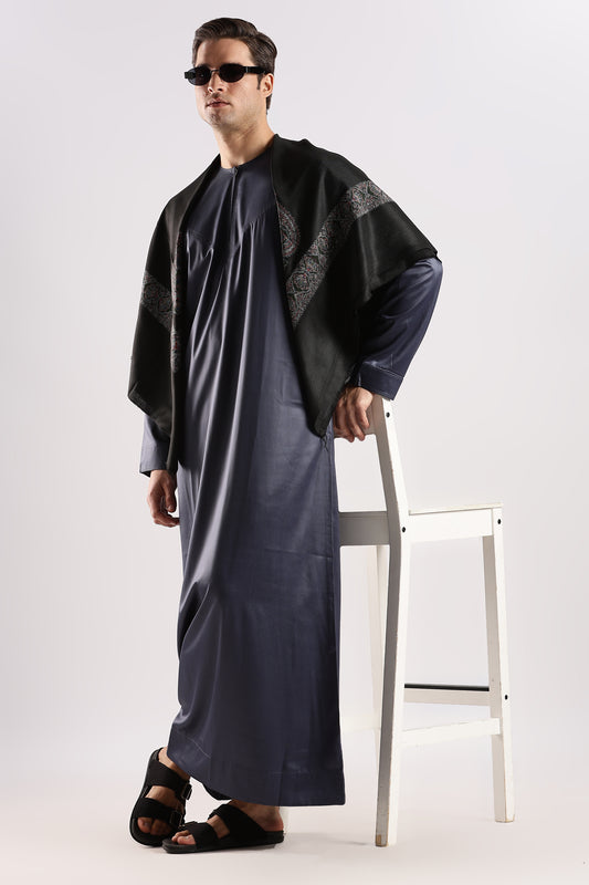 Dazzling Omani Charcoal Grey Thobe - Men
