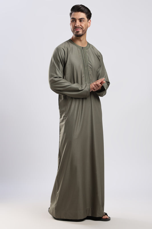 Hayat Moroccan Olive Green Thobe - Men