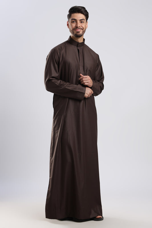 Tamim Saudi Cocoa Brown Thobe - Men