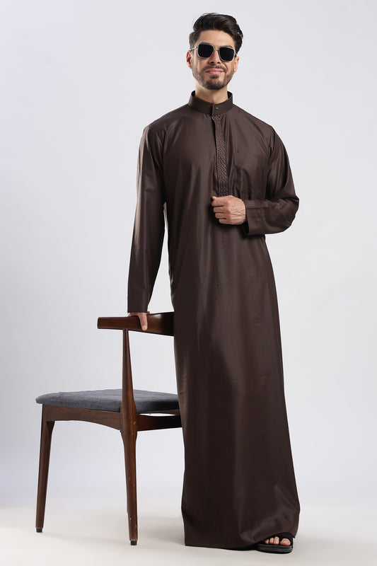 Tamim Saudi Cocoa Brown Thobe - Men
