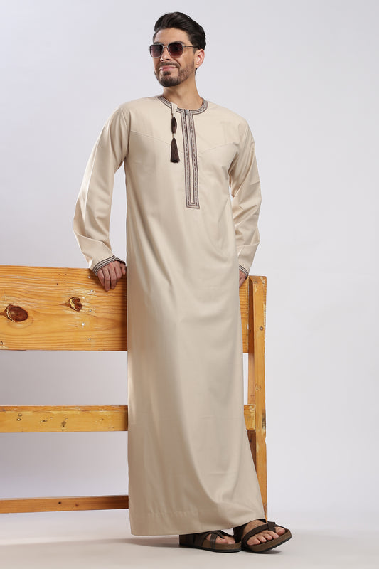 Fakhr Omani Oat Brown Thobe - Men