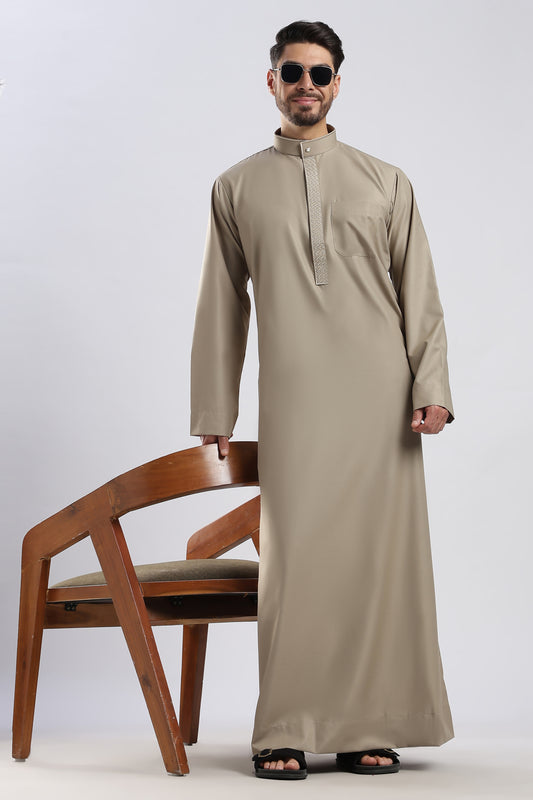 Tamim Saudi Taupe Green Thobe - Men