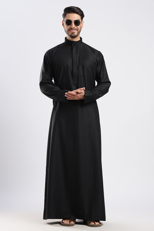 Tamim Saudi Black Thobe - Men