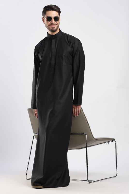 Tamim Saudi Black Thobe - Men