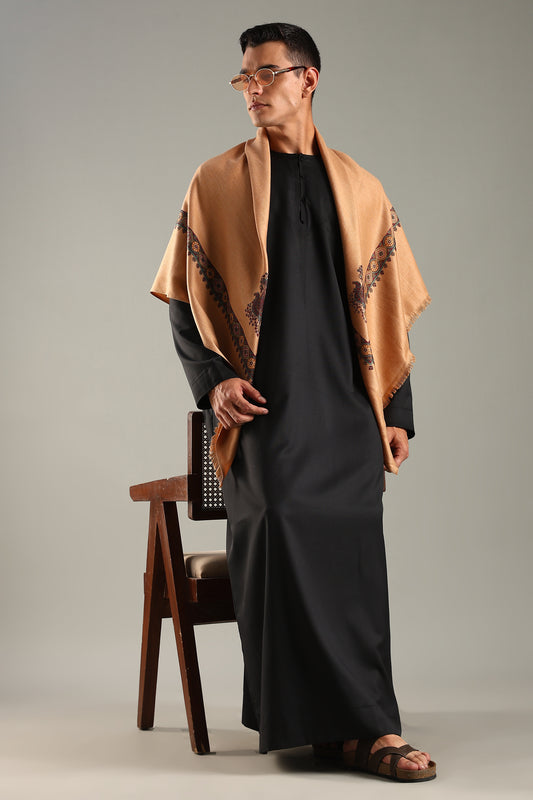 Peach Embossed Kashmiri Shemagh