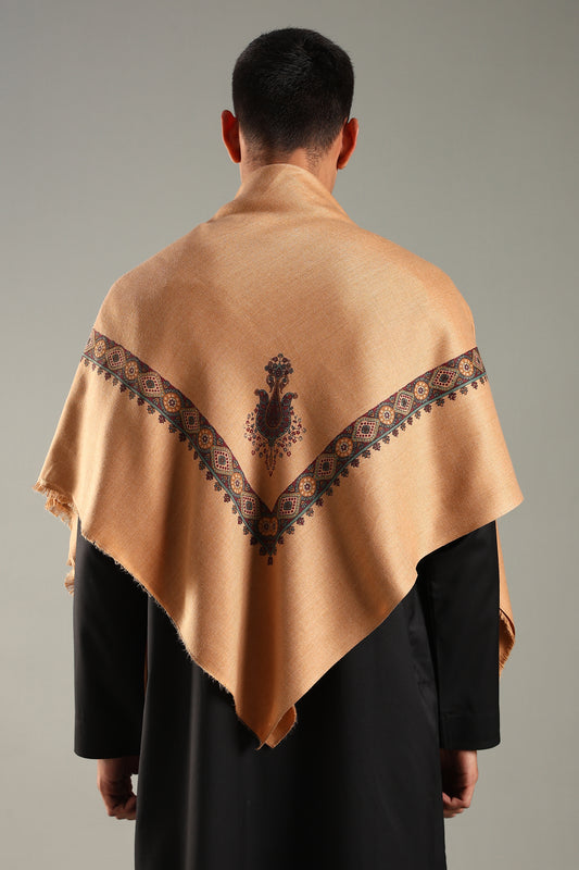 Peach Embossed Kashmiri Shemagh