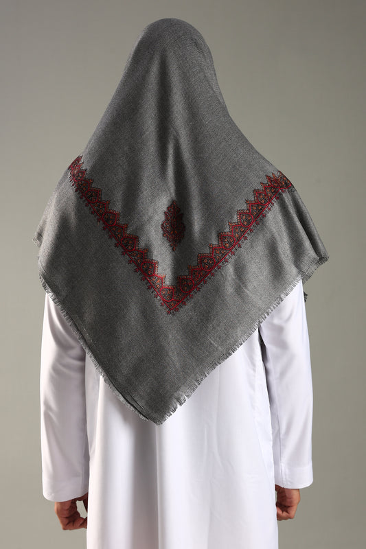 Grey Embroidered Kashmiri Shemagh