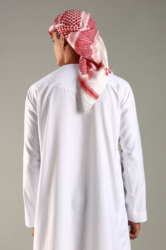 Red Checked Solid Shemagh