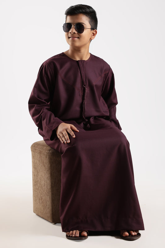 Classic Emarati Plum Purple Thobe - Boys