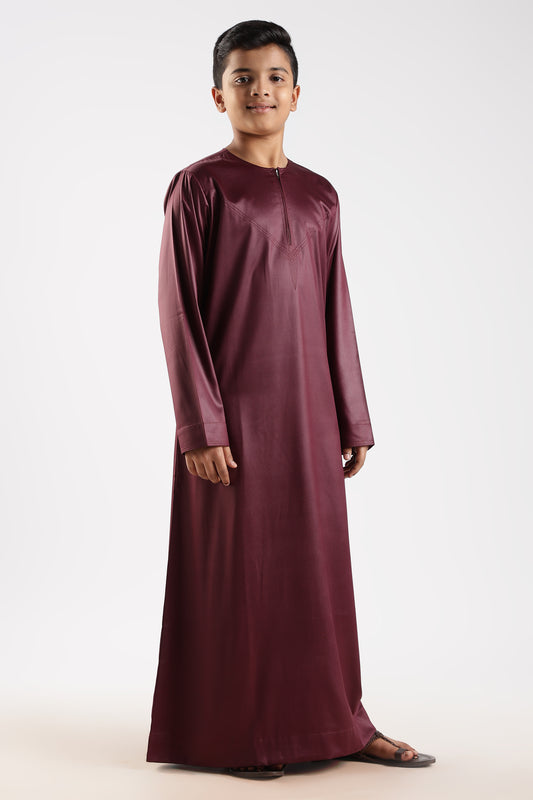 Dazzling Omani Maroon Thobe - Boys