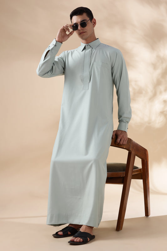 Prime Bahraini Sage Green Thobe - Men