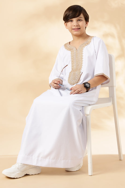Royal Moroccan White Thobe - Boys