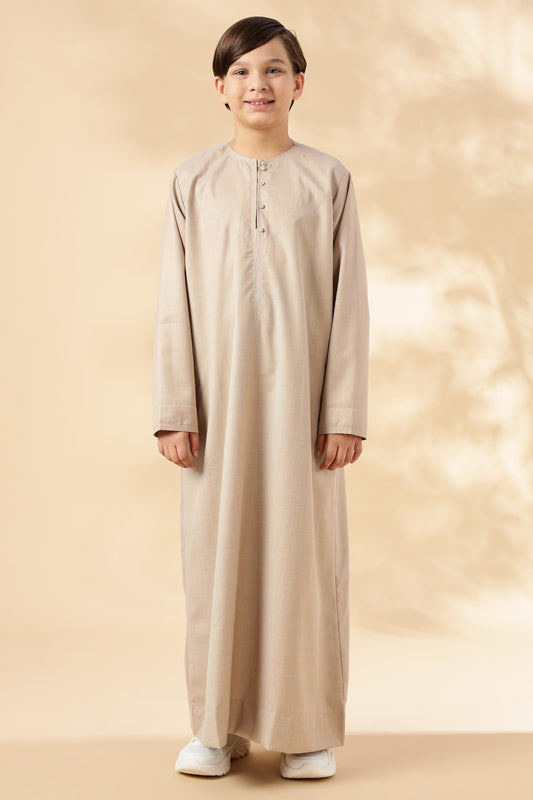 Majestic Omani Neutral Beige Thobe - Boys